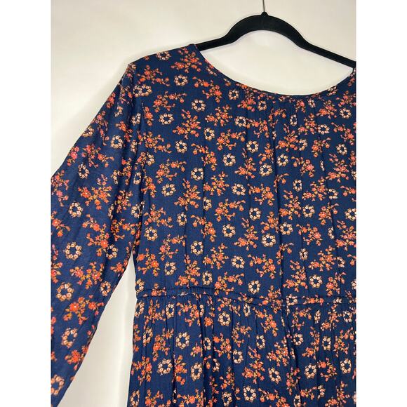 Caslon, Navy Floral Maxi Dress, Cotton Blend, Button Front, Boho Cottagecore - Picture 14 of 15